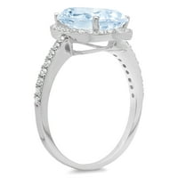 4.85ct ovalni rez plavi simulirani dijamant 18k bijeli zlatni godišnjički angažman halo prstena veličine