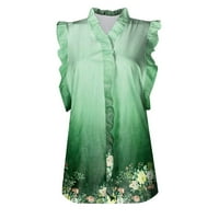 Feternal Women Ljeto Ležerne prilike bez rukava Cvjetno tiskovina V-izrez T-izrez The bluze Ženske majice