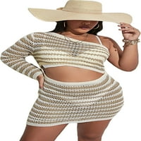 Singreal Women's Plus Crochet prikrijte jedno rame izrezane pletene plivanje plaža