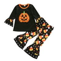 LICUPIEE 1-6t Djevojka za dijete Halloween Diget Set Walkkin T-majice Majice pulover vrhovi + pantalone
