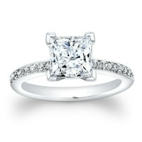Ženski bijeli zlatni antique dijamantni zaručnički prsten od 14k sa karatnom princezom Cut White Sapphire Center 0. CTW dijamanti