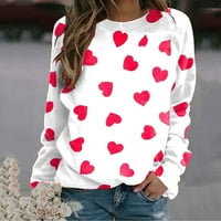 Abcnature Love Heart Print Majica za žene, Crewneck Duge rukave s dugim rukavima Ležerne prilike pulover