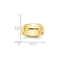 10k žuti zlatni prsten za prsten za vjenčanje u pola kruga