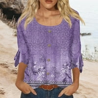 Košulje za žene za žene uzorak Ispis Grafički gumb Tees Bluze Cluales Plus Veličina Osnovni vrhovi Pulover