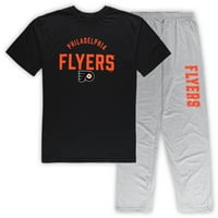 Muški Philadelphia Flyers Black Heather Siva Big & visoka majica i hlače salon set