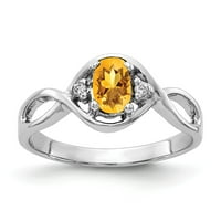 Čvrsta 14k bijelo zlato 6x ovalni citrinski žuti studeni Gemstone vs Diamond Angažman prsten veličine