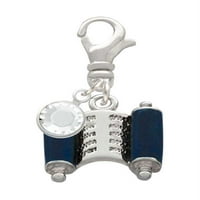 Delight nakit Silvertone Blue Torah Pomicanje - Silvertone Clip na šarmu sa jasnim kristalnim padom