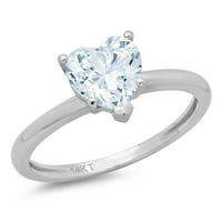 1CT srce rezano prirodno švicarski plavi topaz 18k bijeli zlatni godišnjički angažman prsten veličine