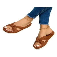 Sanviglor Women's ravna sandala sa sandala na slajdovima Solidne boje sandale unutarnjih casual udobne
