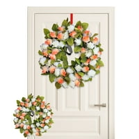 Uskršnji proljetni vijenci za prednje vrata luk ružičaste cvijeće izdubljeno cvijeće vijenac za zid