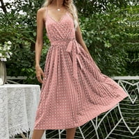 Ljetne haljine za žene čišćenje Žene Modni dot Print Dugi rukav V-izrez Ležerne haljina