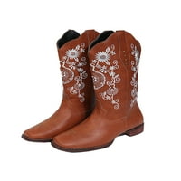 Zodanni Dame Fashion Western Boot hodanje vezene kravlje cipele bez klizanja Ležerne prilike suncokret