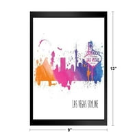 Las Vegas Nevada Skyline akvarel Art Art Print Stajnik ili viseći drveni okvir Zaslon za prikaz Print