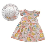 Dječja odijela za djevojčicu Baby Letth Outfits Print Princess Girls Hat Kids Cvjetni rukavi bez rukava
