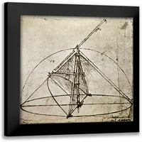 Da Vinci, Leonardo Crni moderni uokvireni muzej umjetnički print pod nazivom - mjerni instrumenti