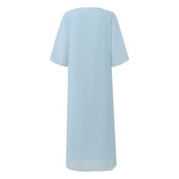 Ljetne haljine za žensko rukav A-line srednje dužine modne otiske scoop vratne haljine plave 4xl
