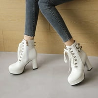 TAWOP Fall cipele za žene Bijele čizme za žene kratke čizme Bijele čizme Ženski topli čvrsti retro patentni