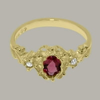 Britanska napravljena 14k žuto zlato prirodno ružičasti turmalin i dijamantni ženski Obećani prsten