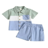 TODDLER Baby Boys Ljetne kontrastne kratke hlače Outfits dječaci kratki rukav s kratkim rukavima patchwork