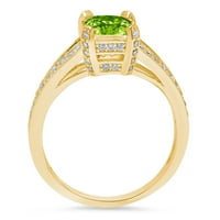2. CT sjajan smaragd Clear Simulirani dijamant 18k žuti zlatni pasijans sa accentima prsten sz 5