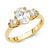Jewels 14k žuti zlatni okrugli kubični cirkonijski CZ zaručničke prstene veličine 8.5