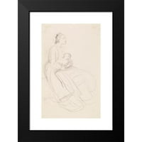 Sir John Everett Millais Crni moderni uokvireni muzej umjetnički print pod nazivom - Ženska - skica