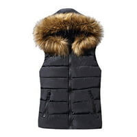 Sawvnm plus veličine kaput Ženske kratke gornje odjeće pamučne jakne džepom Fau s kapuljačom prsluka