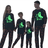 Stoljetni Halloween pidžama za obiteljski sjaj u tamnom dugim vrhovima s dugim rukavima + hlače postavljene