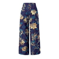 Fartey ženske hlače široke noge elastične visoke struk labave pantalone casual cvjetne printske plažne