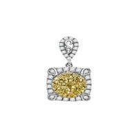 Jewels 14kt Bijelo zlato Žene okrugli kanarički žuti dijamantski kvadratni klaster Privjesak CTTW