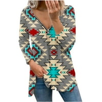 Modna žena dugih rukava V-izrez bluza za bluzu zatvarača zatvarač jeseni uzročni pulover vrhove trendi