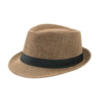 Muškarci Solid Color Wide Brim Fedora Felt Hat Panama Cap Boater Ljetna plaža Sunhat & Khaki