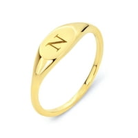 14K pravi čvrsti žuto zlatni prsten za slaganje sitnice, personaliziran u svakom slovu abecede, poklon
