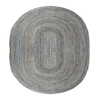 Casavani ručno pleteno pletenje prirodni tepih Jute Geometrijski plavi ovalni prostirci unutarnje površine