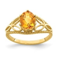 14k žuto zlato 8x ovalni citrinski prsten