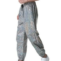 Yievet muške casual pantalone odobrenje modne ispisane rastezljetne reflektirajuće hlače baggy fit hip hop fluorescentne hlače noćne sportske hlače s-3xl bijeli