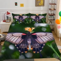 Ljubičasta leptir tiskani posteljina posteljina Poklopac na spavaćoj sobi Mekani komfor, kalifornijski