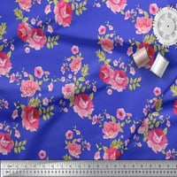 Lišće tkanine Soimoi Rayon, ruža i božur cvjetni tiskani tkaninski dvorište širom