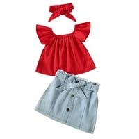 Djevojke Veličina 10 - Dječja odjeća Ljetne djevojke Odštampani prsluk traper kratke hlače odijelo cvjetni