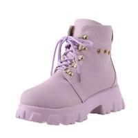 Ketyyh-Chn Žene čizme za gležnjeve Retro gležnjače visoke čizme niska potpetica za cipele Purple, 42