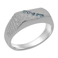 Britanci napravio je 10k bijelo zlato prirodno plavo topaz muške prsten za opseg - Veličine opcije -