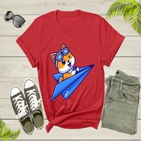 Plavi papir avion koji leti sretan slatki pas sa pilot naočarima majica majica pse za muškarce Žene