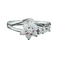 Lroplie prstenovi za žene Djevojke Vintage Exquisite Pink bijeli opal zircon bakreni prsten zvona