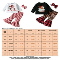 Paille Toddler Outfit Dugi rukavi + plamena hlače Božićni pant Set Striped Santa Claus Print Proljeće Jesenski odjeća Xmas Crni 100