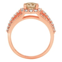1.76ct okrugli šampanjac simulirani dijamant 14K 14K Rose Gold Gold Angagement Halo prsten veličine