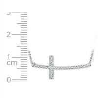 Sterling Silver ženski okrugli dijamant horizontalni bočno poprečno ogrlica CTTW