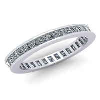 Prirodno 1,85ct Princess Cut Diamond Classic Channel Set Ženska godišnjica Vjenčanje Vjenčanje Vječni prsten Čvrsti 14k bijelo zlato F VS2