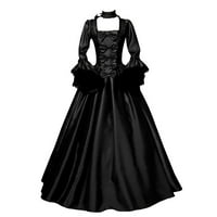 Blueeeek Wone Vintage Retro Gotic Dugi haljina s dugim rukavima Duge haljine