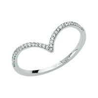 Jewels LUX14K bijeli zlatni prsten V-oblik na laditeljima kubične cirkonije CZ Veličina 9.5