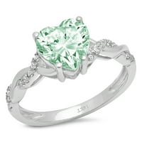 2.1ct srce rez zeleni simulirani dijamant 14k bijeli zlatni angažman prsten veličine 9.5